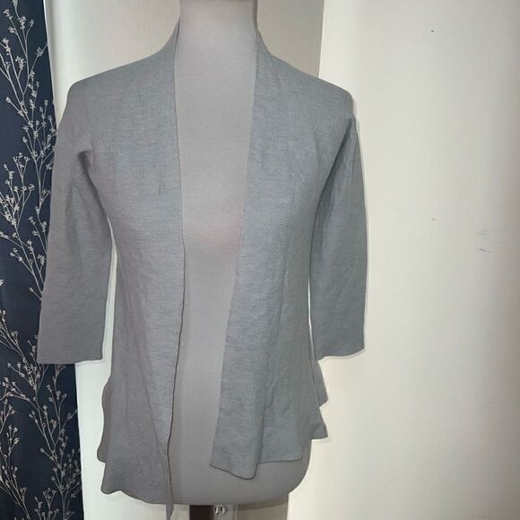 Eileen Fisher Virgin Wool 3/4 Sleeve Cardigan Light Blue sz S Small - Picture 1 of 5